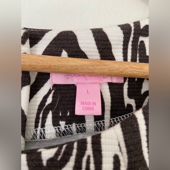 Lilly Pulitzer Layton Shift Dress brown zebra pattern L EUC - Picture 3 of 5
